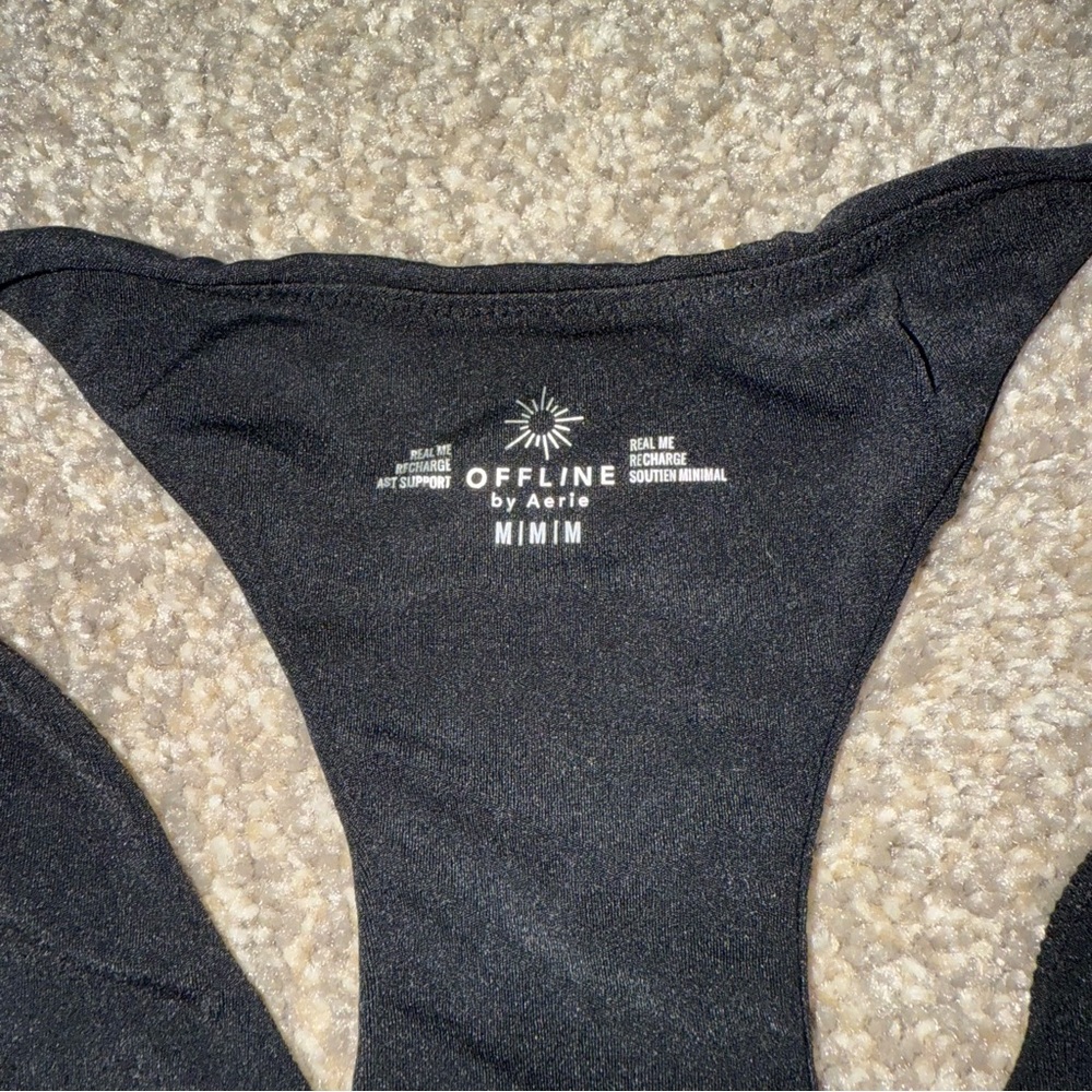 Aerie - Real Me Racerback Longline Sports Bra - Black, Medium - Picture 2 of 3